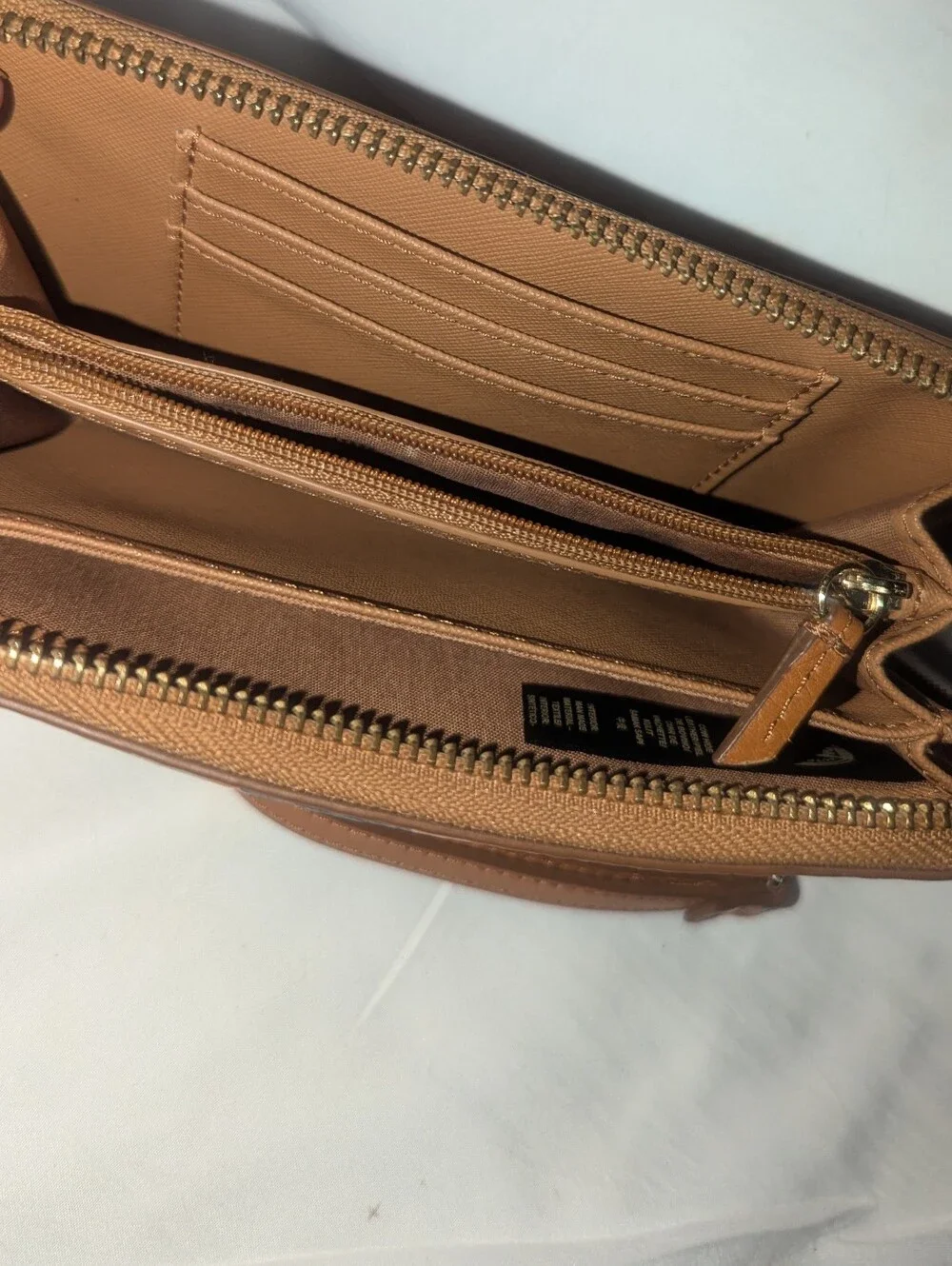 Fossil Abstract  Floral Leather Zip Around Wristlet Wallet